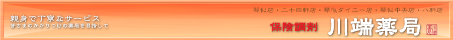 親身で丁寧なサービス、皆様のかかりつけの薬局を目目指して。保険調剤川端薬局